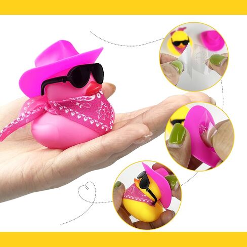 12 PCS Cowboy Duck with Hat and Sunglasses Mini Duckies Toys for Birthday Swimming Party Gift Favor in Saudi Arabia