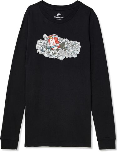 Nike NSW Long Sleeve Tee Boxy (Little Kids/Big Kids) Black M (10-12 Big Kid) in Saudi Arabia