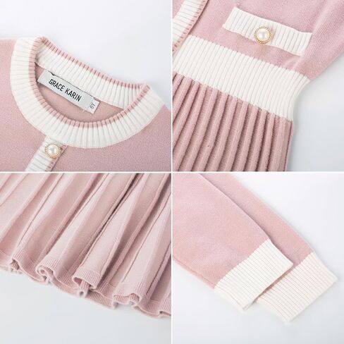 GRACE KARIN Girls Sweater Fall Dress Long Sleeve Knit A Line Contrast Casual Winter Dresses 5-12Y in Saudi Arabia
