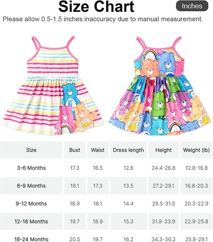 PATPAT Care Bears Girl Strap Dress Girl A Line Sundress Striped Cami Dress for Infant to Toddler in Saudi Arabia