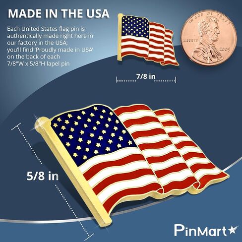 PinMart's 2 Pack Made in the USA American Flag Enamel Lapel Pins in Saudi Arabia