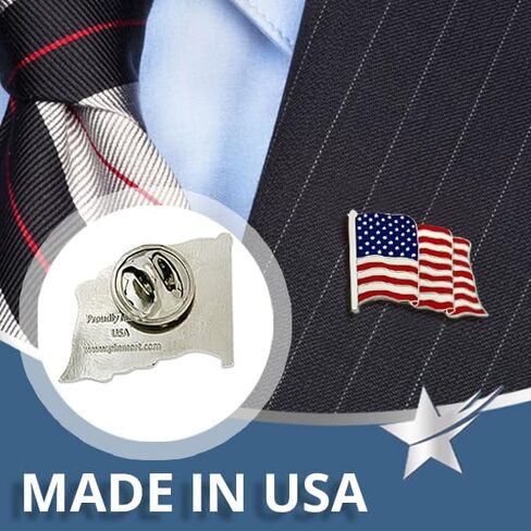 PinMart's 2 Pack Made in the USA American Flag Enamel Lapel Pins in Saudi Arabia