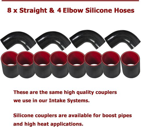 28"x7"x2.5" Universal Intercooler Piping Kit with Front Mount Intercooler + 12pcs 2.5" Chrome Piping + 12pcs Coupler Hoses + 24pcs T-Bolt Clamps (Silver Intercooler) in Saudi Arabia