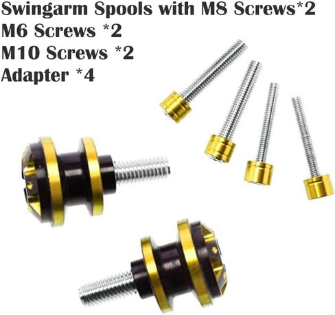 Pack of 2 Swing Arm Spools Universal M6 / M8 / M10 Motorcycle Accessories For Yamaha Kawasaki Honda Ducati Suzuki, Swingarm Slider Stand Paddock Screws (Gold) in Saudi Arabia