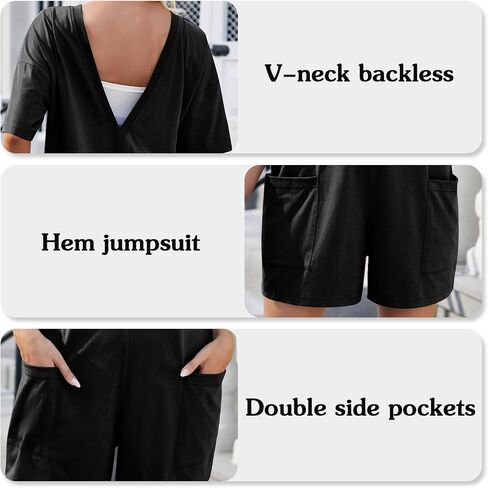 Women's Summer Casual Rompers Short Sleeve Oversized Workout Athletic Tee Romper Onesie Loose Shorts Jumpsuit in Saudi Arabia