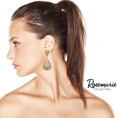 أقراط Rosemarie & Jubalee النسائية الأنيقة ذات الشكل المعدني المخروطية ذات المشبك المتدلي على الطراز in Saudi Arabia