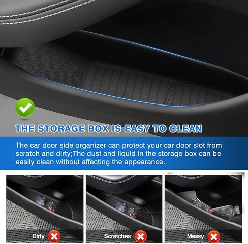 4 قطع 2024 أحدث منظم صينية باب السيارة لطراز تسلا المنعش 3 ملحقات المرتفعات، فتحة الباب الأمامي والخلفي للسيارة، صينية منظم، صندوق تخزين جانبي للباب، مادة TPE باللون الأسود in Kuwait