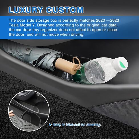 4 قطع 2024 أحدث منظم صينية باب السيارة لطراز تسلا المنعش 3 ملحقات المرتفعات، فتحة الباب الأمامي والخلفي للسيارة، صينية منظم، صندوق تخزين جانبي للباب، مادة TPE باللون الأسود in Kuwait
