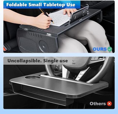 Car Laptop Desk, Foldable Car Tray Desk Compatible with Tesla Model Y Model 3 Car Accessories, Carbon Fiber Tray, Steering Wheel Eating Table, for Travel Remote Work Camping in Saudi Arabia