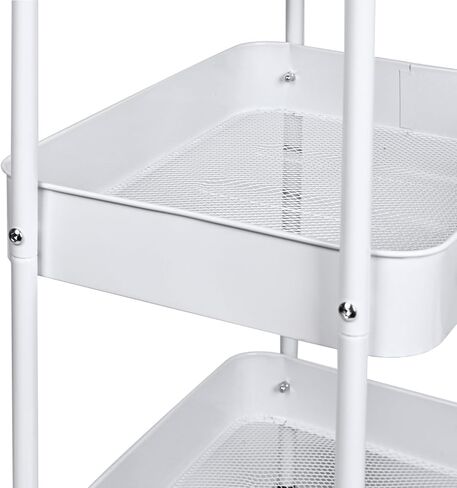 3 Tier Metal Utility Rolling Cart with Lockable Wheels, Multi-Functional Storage Cart for Kitchen, Bathroom and Office, Organizer for Art Supplies, Trolley for Dorm, (White) in Saudi Arabia