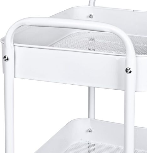 3 Tier Metal Utility Rolling Cart with Lockable Wheels, Multi-Functional Storage Cart for Kitchen, Bathroom and Office, Organizer for Art Supplies, Trolley for Dorm, (White) in Saudi Arabia