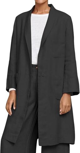 IDEALSANXUN Womens Long Cotton Linen Blazer Casual Lightweight Spring Jackets in Saudi Arabia