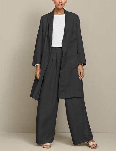 IDEALSANXUN Womens Long Cotton Linen Blazer Casual Lightweight Spring Jackets in Saudi Arabia