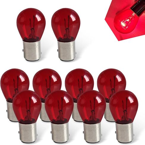 10 PCS 1157 Car Halogen Brake Light, BAY15D High Low Foot Double Tail Ultra-bright Parking Light, Automotive 360-degree Lighting Accessories, Suitable for Cars and Motorcycles (Red) in Saudi Arabia