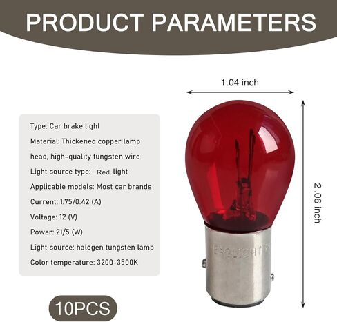 10 PCS 1157 Car Halogen Brake Light, BAY15D High Low Foot Double Tail Ultra-bright Parking Light, Automotive 360-degree Lighting Accessories, Suitable for Cars and Motorcycles (Red) in Saudi Arabia