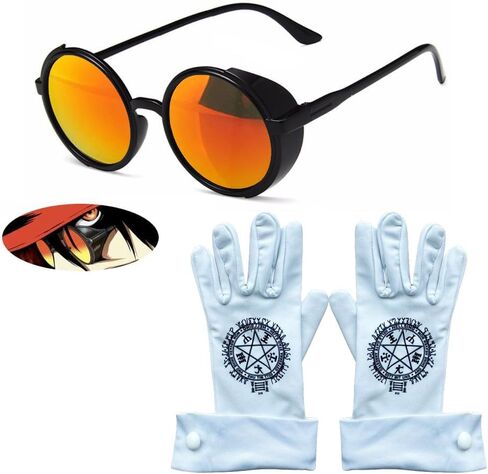 Alucard's Cosplay Glasses And Gloves Anime White Gloves Multicoloured Sunglasses Hhazbin-hotel Cosplay Costume Accessories in Saudi Arabia