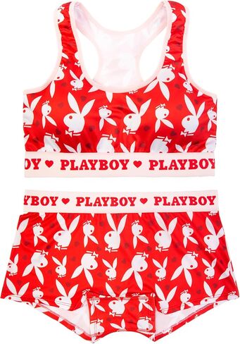 Playboy Womens Juniors Ladies Bunny Heart Toss حمالة صدر رياضية وملابس داخلية قصيرة للأولاد بمقاسات S-XL in Kuwait