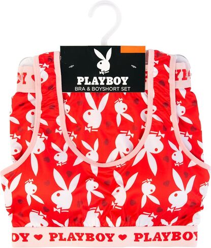 Playboy Womens Juniors Ladies Bunny Heart Toss حمالة صدر رياضية وملابس داخلية قصيرة للأولاد بمقاسات S-XL in Kuwait