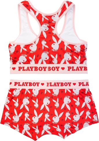 Playboy Womens Juniors Ladies Bunny Heart Toss حمالة صدر رياضية وملابس داخلية قصيرة للأولاد بمقاسات S-XL in Kuwait