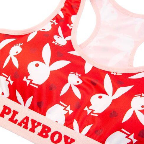 Playboy Womens Juniors Ladies Bunny Heart Toss حمالة صدر رياضية وملابس داخلية قصيرة للأولاد بمقاسات S-XL in Kuwait