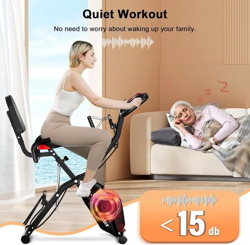 Folding Exercise Bike，5 IN 1 Stationary Bike for Home / 16-Level Adjustable Resistance Full Body Workout Indoor Foldable Cycling Bike in Saudi Arabia