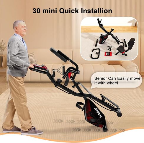 Folding Exercise Bike，5 IN 1 Stationary Bike for Home / 16-Level Adjustable Resistance Full Body Workout Indoor Foldable Cycling Bike in Saudi Arabia