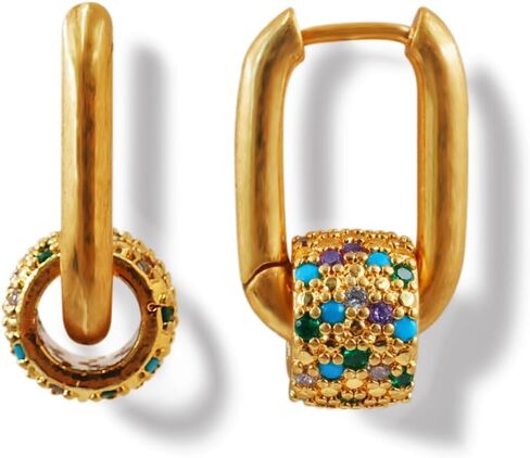 Gold Earrings for Women Chunky Drop Dangle Statement Earrings Trendy Link Earring Jewelry Detachable two wear styles in Saudi Arabia