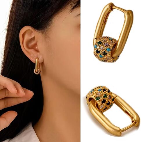 Gold Earrings for Women Chunky Drop Dangle Statement Earrings Trendy Link Earring Jewelry Detachable two wear styles in Saudi Arabia