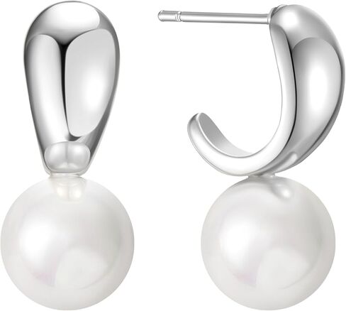 SWEETV Pearl Earrinsg for Women,Gold Plated Pearl Drop Dangle Earrings,Pearl Ear Jacket Earrings, Dainty Pearl Front Back Stud Earrings for Women, Birthday Gift for Her in Kuwait