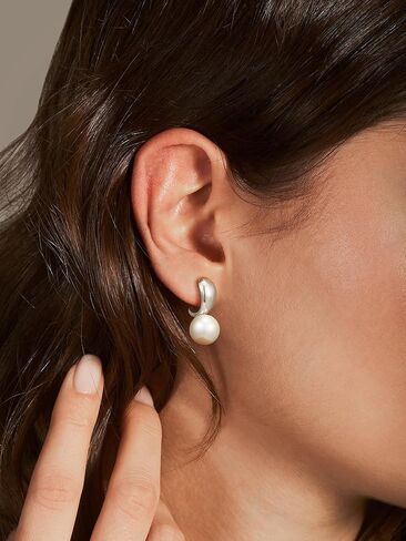 SWEETV Pearl Earrinsg for Women,Gold Plated Pearl Drop Dangle Earrings,Pearl Ear Jacket Earrings, Dainty Pearl Front Back Stud Earrings for Women, Birthday Gift for Her in Kuwait