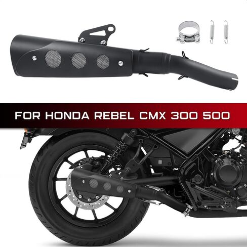 كاتم صوت الدراجة النارية، طقم أنبوب كاتم صوت سهل الارتداء مع درع حراري مناسب لـ CMX 300 CMX 500 Rebel 2017-2023 in Kuwait
