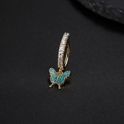 FIASASO 14K Gold Filled Belly Button Ring Hypoallergenic Surgical Stainless Steel Clicker Belly Rings Hoop CZ Butterfly Heart Teardrop Flower Reverse Belly Button Rings Belly Piercings Jewelry for Women 14G Navel Ring in Kuwait