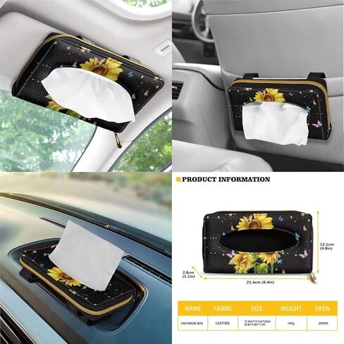 13 Pack Sunflower Butterfly Print Car Accessories Set, Car Seat Covers Full Set Steering Wheel Cover Wristlet Lanyard Keychain Car Holders for Car SUV Interior Decor in Saudi Arabia