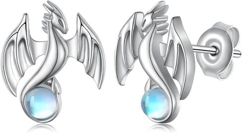 Dragon Earrings 925 Sterling Silver Moonstone Dragon Stud Earrings Dragon Gifts for Women Girls in Saudi Arabia