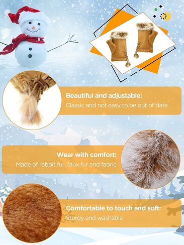 SATINIOR 6 Pairs Women Faux Rabbit Fur Gloves Fingerless Winter Gloves Mittens Warm Gloves Stretchy Hand Wrist Warmers in Saudi Arabia