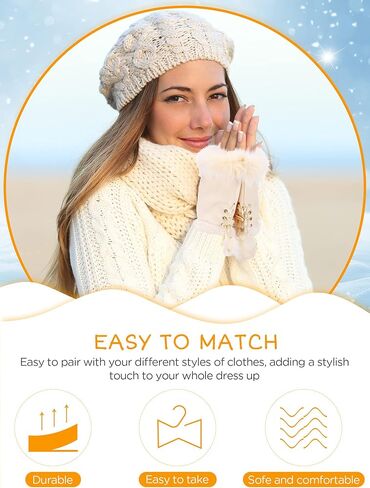 SATINIOR 6 Pairs Women Faux Rabbit Fur Gloves Fingerless Winter Gloves Mittens Warm Gloves Stretchy Hand Wrist Warmers in Saudi Arabia
