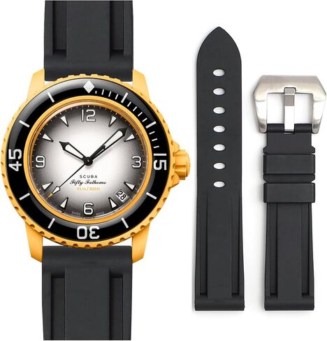 Strap for Blancpain x Swatch,22mm Soft Rubber Waterproof Replacement Strap for Swatch Blancpain Fifty Fathoms Men Women Band with Install & Remove Tool Kit in Saudi Arabia