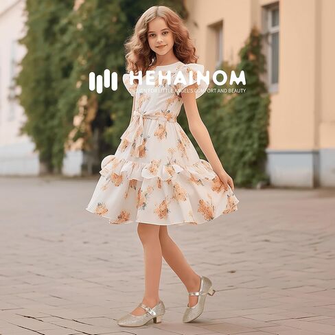أحذية Hehainom للفتيات بكعب منخفض، أحذية على شكل زهرة للفتيات ماري جين، الأميرة المدرسية وحفلات الزفاف، أحذية للأطفال الصغار in Saudi Arabia