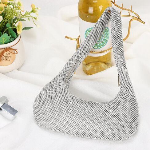 Crescent Hobo Bag Shiny Rhinestone Clutch Purse Fashion Women's Evening Handbag for Wedding Party in Kuwait