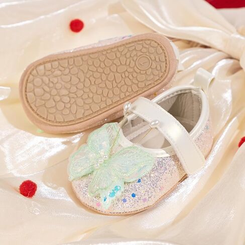 HsdsBebe Baby Girls Mary Jane Flats Non Slip Soft Sole Bowknot Princess Wedding Dress Shoes Toddler First Walkers Infant Newborn Baptism Crib Shoes in Saudi Arabia