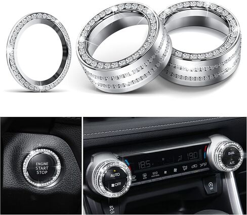 for Toyota RAV4 Accessories 2025 2024 2023 2022 2021 2020 2019 -Air Conditioning Knob Covers, Push Start Button Cover Trim Rings 4pcs (Pink) in Saudi Arabia