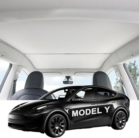New Version Sunshade Roof for Tesla Model Y,Foldable Model Y Accessories[Heat-Insulated, UV-Proof, no-Sagging] Gen Heat,Gen Glass Roof Sun Shade for Tesla Model Y 2020-2024 in Kuwait
