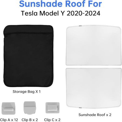 New Version Sunshade Roof for Tesla Model Y,Foldable Model Y Accessories[Heat-Insulated, UV-Proof, no-Sagging] Gen Heat,Gen Glass Roof Sun Shade for Tesla Model Y 2020-2024 in Kuwait