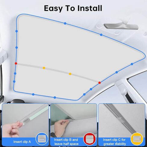 New Version Sunshade Roof for Tesla Model Y,Foldable Model Y Accessories[Heat-Insulated, UV-Proof, no-Sagging] Gen Heat,Gen Glass Roof Sun Shade for Tesla Model Y 2020-2024 in Kuwait