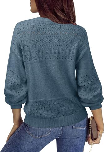Messic Womens Pullover Sweaters 2024 Casual Long Sleeve V Neck Lightweight Loose Knit Tops in Saudi Arabia