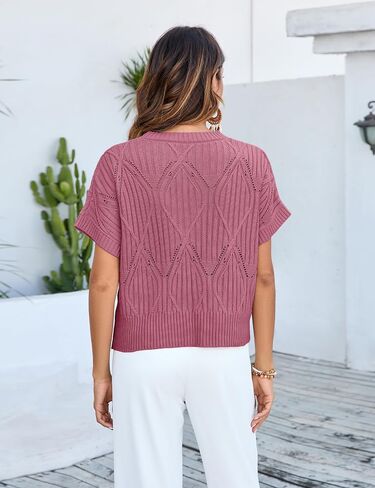 Qiaomai Womens Casual Sweater Vest Round Neck Cap Sleeve Knit Pullover Tank Tops in Saudi Arabia