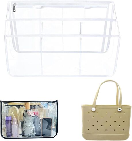 Clear Beach Bag Organizer Compatible with Original X Large Bogg Bag/Simply Southern Tote Organizing Your Bag and Divide Space,Transparent (White) in Saudi Arabia