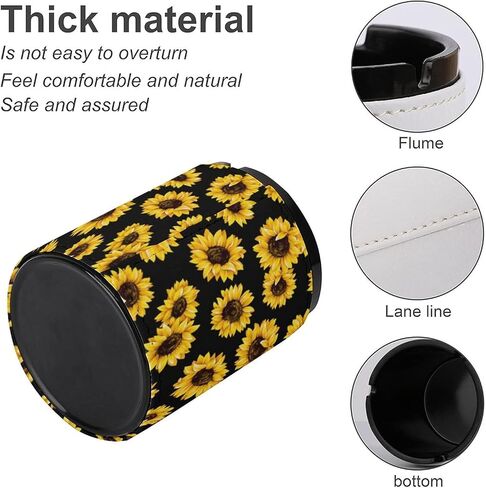 Oil Painting Sunflower Flowers Pattern With Black Leather Ashtray Cigarette Ash Tray for Home Office Car Decorative, white-style-1, One size in Kuwait