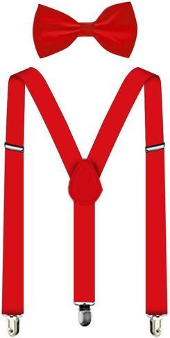 Suspenders For Men,Women Adjustable Suspends Bow Tie Set Solid Color Y Shape with Strong Clips Adjustable Braces in Saudi Arabia
