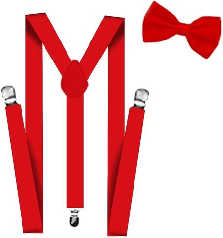 Suspenders For Men,Women Adjustable Suspends Bow Tie Set Solid Color Y Shape with Strong Clips Adjustable Braces in Saudi Arabia